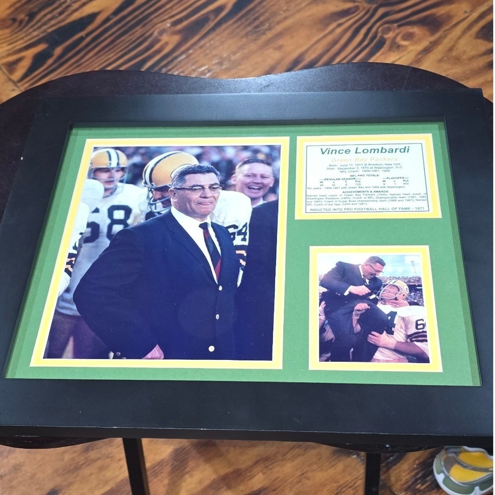 Vince Lombardi Green Bay Packers Framed Photo Collage Hall of Fame Coach Stats